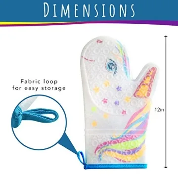 Gears Out Glitter Magic Unicorn Silicone Oven Mitt - Funny Oven Mitts - Heat Resistant Kitchen Glove, Soft Silicone, Quilted Fabric Lining