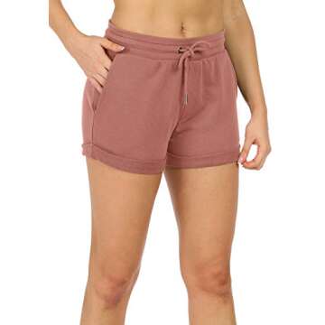 icyzone Workout Lounge Shorts for Women - Athletic Running Jogging Cotton Sweat Shorts (S, Dusty Pin...