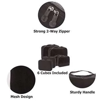 DoubleTrip Packing Cubes for Travel Accessories Luggage Organizer Bag Set Clothes Carry on Suitcase Bags (Black)