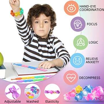 AYGXU 30pcs Valentines Day Gifts for Kids .Valentines Day Cards for Kids classroom School .Heart POP Bracelets.Valentine's Classroom Exchange Cards and Kids Party Favors.Valentines goody bag filler.