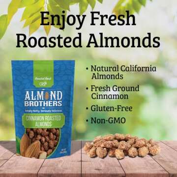 Almond Brothers Roasted Almonds - Hand Crafted Cinnamon Glazed Roasted Almonds, Gluten-Free, Non-GMO, Candied Almonds, Gourmet Almond Snack -Almonds Cinnamon Roasted, (2 Pound, Pack of 1)