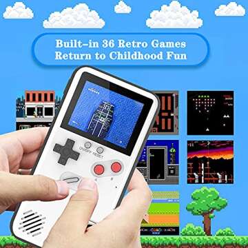 Autbye Gameboy Phone Cases, Retro 3D Gameboy Case for iPhone with 36 Small Games, Color Display Shoc...
