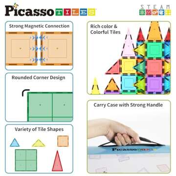 PicassoTiles 101pcs Magnetic Building Toy Set for Kids