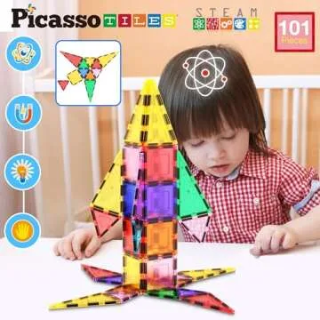 PicassoTiles 101pcs Magnetic Building Toy Set for Kids