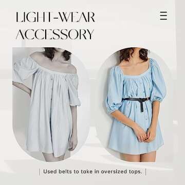 JASGOOD 4 Pack Leather Skinny Women Belts with Gold Buckle