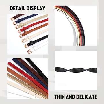 JASGOOD 4 Pack Leather Skinny Women Belts with Gold Buckle