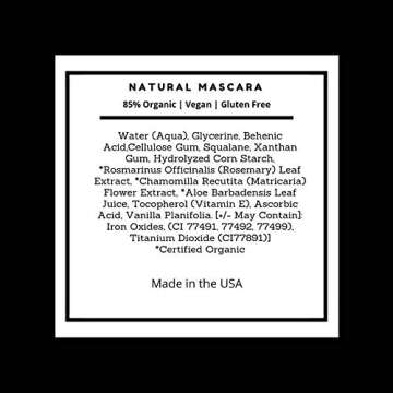 Mom's Secret 100% Natural Mascara Black, Organic, Vegan, Paraben & Gluten Free, Strengthens & Volumes, Stays on all day, Made in the USA, 0.25 ounce