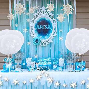 50PCS Christmas Snowflake Balloons - Perfect for Christmas and Winter Wedding Decorations/Winter Wonderland Party/Baby Shower Birthday Party Supplies