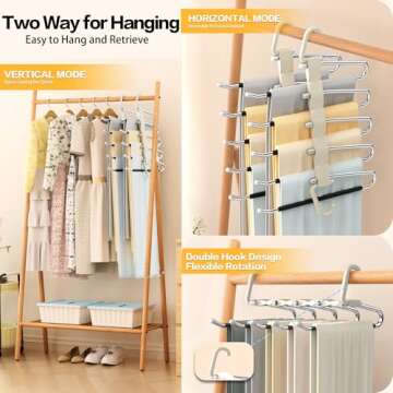Space Saving Pants Hangers - 2 Pack, Anti-Slip, Durable Design