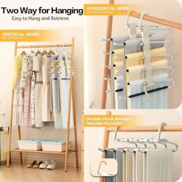 Space Saving Pants Hangers - 2 Pack, Anti-Slip, Durable Design