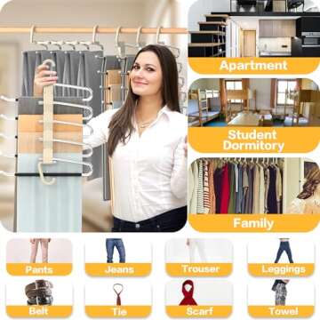 Space Saving Pants Hangers - 2 Pack, Anti-Slip, Durable Design