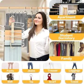 Space Saving Pants Hangers - 2 Pack, Anti-Slip, Durable Design