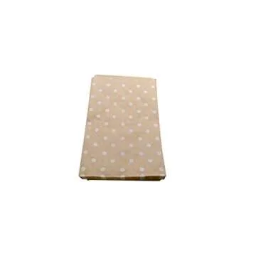 N'icePackaging 300 Qty 4" x 6" Decorative Flat Paper Gift Bags - White Polka-Dot on Brown Kraft Bags - For Sales/Treats/Parties Cookies/Gifts