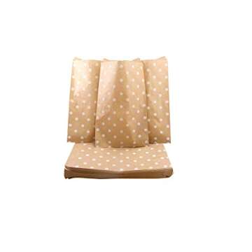 N'icePackaging 300 Qty 4" x 6" Decorative Flat Paper Gift Bags - White Polka-Dot on Brown Kraft Bags - For Sales/Treats/Parties Cookies/Gifts