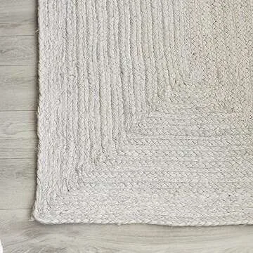 HOMEMONDE Handcrafted Woven Jute Runner Rug - Rustic Vintage Braided Reversible Area Rug - Farmhouse Indoor Floor Rug - Eco Friendly Rug for Kitchen/Hallway/Living Room/Bedroom (Off White, 2'x6')