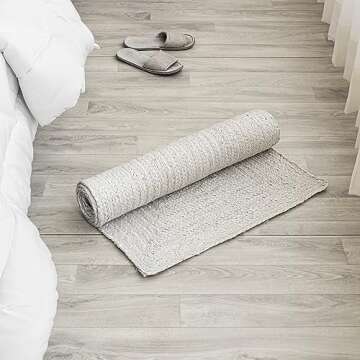 HOMEMONDE Handcrafted Woven Jute Runner Rug - Rustic Vintage Braided Reversible Area Rug - Farmhouse Indoor Floor Rug - Eco Friendly Rug for Kitchen/Hallway/Living Room/Bedroom (Off White, 2'x6')