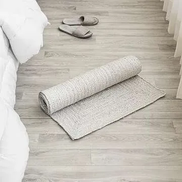 HOMEMONDE Handcrafted Woven Jute Runner Rug - Rustic Vintage Braided Reversible Area Rug - Farmhouse Indoor Floor Rug - Eco Friendly Rug for Kitchen/Hallway/Living Room/Bedroom (Off White, 2'x6')