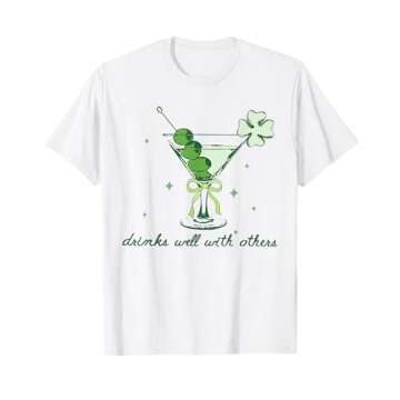 Drinks Well With Others Leprechaun Martini St Patrick's Day T-Shirt