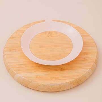 Baby Wood Plates - 1PC Baby Plates with Suction Baby Bamboo Plates for Infant Baby or Toddler Feeding Bamboo Suctions Plates for Babies and Kids with 5 Colors (Beige)
