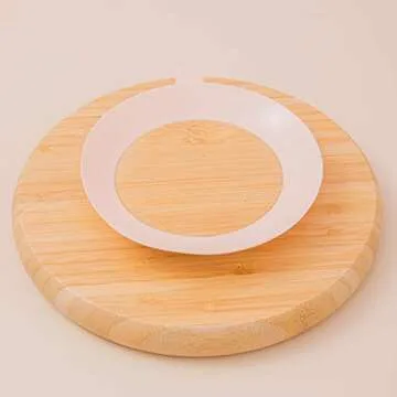 Baby Wood Plates - 1PC Baby Plates with Suction Baby Bamboo Plates for Infant Baby or Toddler Feeding Bamboo Suctions Plates for Babies and Kids with 5 Colors (Beige)