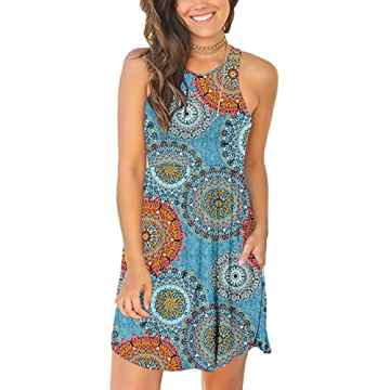 HiMONE Summer Dresses Women's Casual Sundresses for Women Casual Beach Petite Sun Dress with Pocket 2025 Trendy
