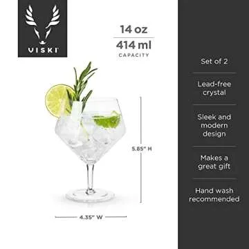 Viski Angled Stemmed Gin & Tonic Glasses for Cocktail Lovers