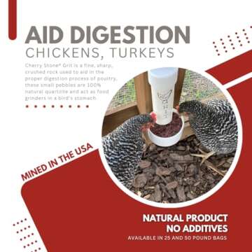 Cherry Stone Poultry Grit - Natural Feed Additive for Chickens and Turkeys, 50 lb Bag
