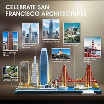CubicFun 3D San Francisco Skyline Puzzle with LED Lights for Kids 8+