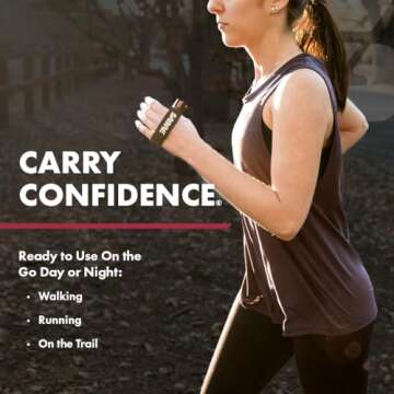 SABRE Runner Defense Spray, 3-in-1 Formula Contains Pepper Spray, CS Military Tear Gas & UV Marking Dye, Max Strength, Reflective Hand Strap For Easy Carry, 35 Bursts, Secure & Easy to Use Safety