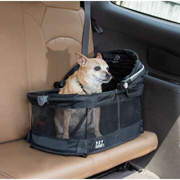 Pet Gear No-Zip View 360 Pet Safety Carrier & Car Seat for Small Dogs & Cats Push Button Entry,Available in 7 Colors,View 360 20-inch,New Black
