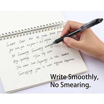 Smart Color Art 45 Pack Black Gel Pens - Smooth Writing & Comfort Grip