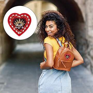 INFUNLY Evil Eyes Heart Beaded Patches Rhinestone Applique Patches 3 Style Sequin Applique Sew on Crystal Heart Patch for Clothing Jeans Jackets Handbag Shoes DIY Decor