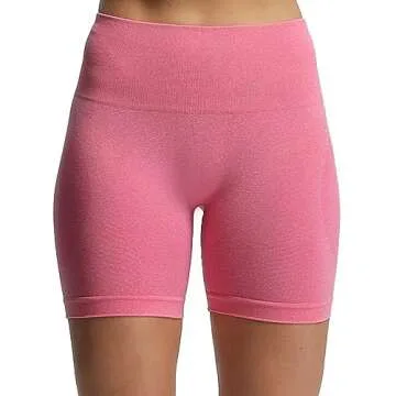 Aoxjox Contour Seamless Workout Biker Shorts for Women Tummy Control High Waisted Athletic Booty Running Yoga Short 5" (Pink Cosmos Marl, Medium)