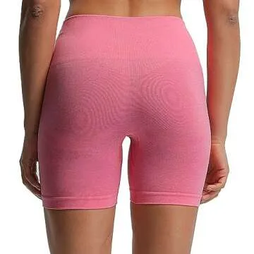Aoxjox Contour Seamless Workout Biker Shorts for Women Tummy Control High Waisted Athletic Booty Running Yoga Short 5" (Pink Cosmos Marl, Medium)