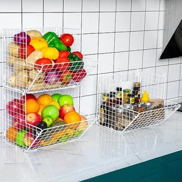 X-cosrack 3-Tier Wire Storage Basket Organizer for Home