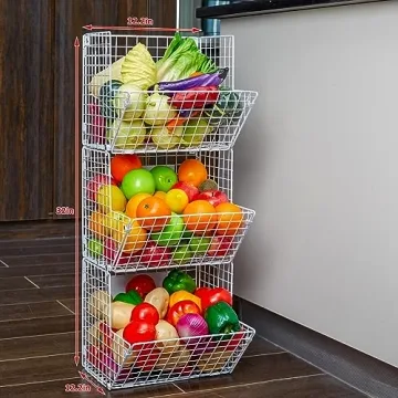 X-cosrack 3-Tier Wire Storage Basket Organizer for Home