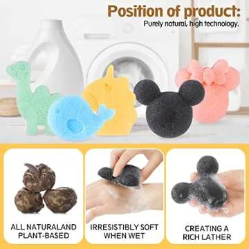 KECUCO Konjac Baby Bath Sponge for Bathing, Classic Shapes Natural Bath Sponges for Infants, Toddler, Newborns, Natural and Safe Plant-Based Konjac Baby Bath Accessories, 5PCS (Set-1)