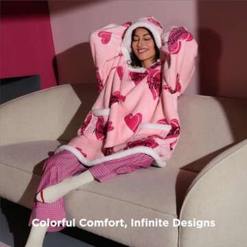 Bedsure Marilyn Monroe Blanket Hoodie for Women-Sherpa Wearable Blanket Pink Heart Sweatshirt Hooded Blanket Gift for Adult