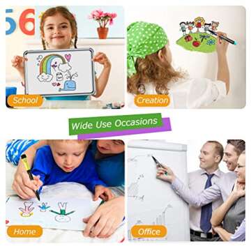 ZSCM 12 Colors Fine Tip Dry Erase Markers with Erasers, Low Odor Fine Point Erasable Whiteboard Marker Pen for Student Classroom Work Office Back to School Supplies