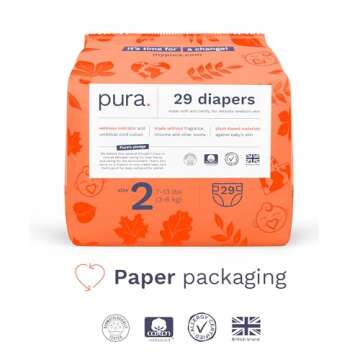 Pura Hypoallergenic Diapers, Size 2 (7-13 lbs) - Soft Organic Cotton, Eco-Friendly