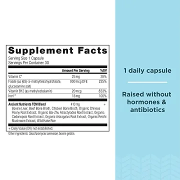 Iron Supplement by Ancient Nutrition 18mg - Supports Fatigue