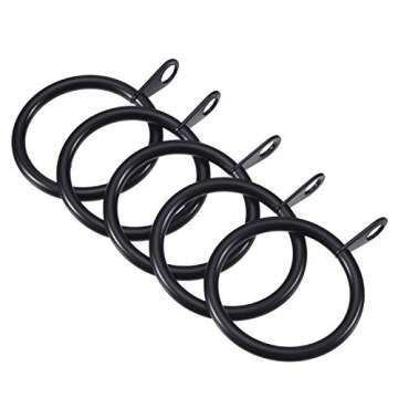 Shappy 40 Packs Metal Drapery Curtain Rings Curtain Rod Rings with Eyelets Hanging Rings for Curtains and Rods, Drape Sliding Eyelet Rings Internal Diameter(1.18in,Black)