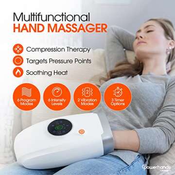 Hand Massager for Arthritis and Carpal Tunnel - Wrist Massager, Hand Massage, Finger Massager, Carpal Tunnel Relief, Arthritis, Hand Massagers Devices with Heat and Compression, Arm Massager for Pain