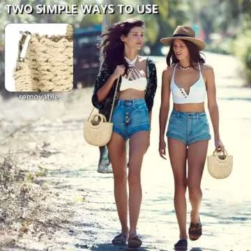 FENBEN Women Straw Crossbody Bag Summer Beach Weave Shoulder Bag Rattan (Beige)