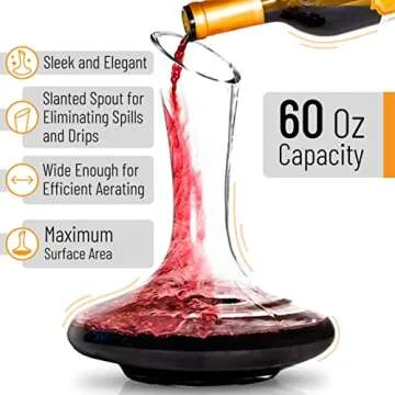 BTaT- XL Decanter with Drying Stand, Stopper, Brush and Beads, Hand Blown Crystal Glass, Wine Decanter, Wine Carafe, Wine Accessories, Red Wine Decanter