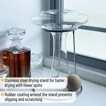 BTaT- XL Decanter with Drying Stand, Stopper, Brush and Beads, Hand Blown Crystal Glass, Wine Decanter, Wine Carafe, Wine Accessories, Red Wine Decanter