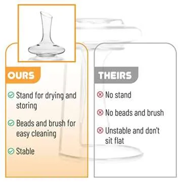 BTaT- XL Decanter with Drying Stand, Stopper, Brush and Beads, Hand Blown Crystal Glass, Wine Decanter, Wine Carafe, Wine Accessories, Red Wine Decanter