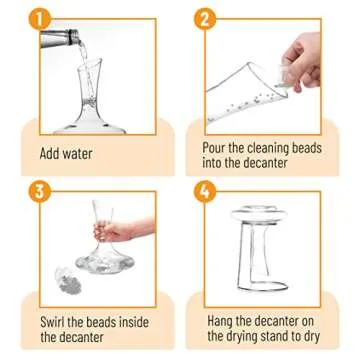 BTaT- XL Decanter with Drying Stand, Stopper, Brush and Beads, Hand Blown Crystal Glass, Wine Decanter, Wine Carafe, Wine Accessories, Red Wine Decanter