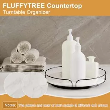 FLUFFYTREE Lazy Susan Turntable for Cabinet Organizer, 12 Inch Wood Lazy Susan for Countertop, 360 Degree Decorative Turntable Kitchen for Cabinet Pantry Kitchen Countertop Cupboard, White