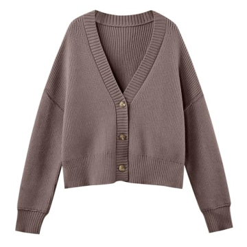 LILLUSORY Women's Cropped Cardigan Oversized Button Sweaters 2025 Fall Trendy Knit Dressy Fashion Ou...